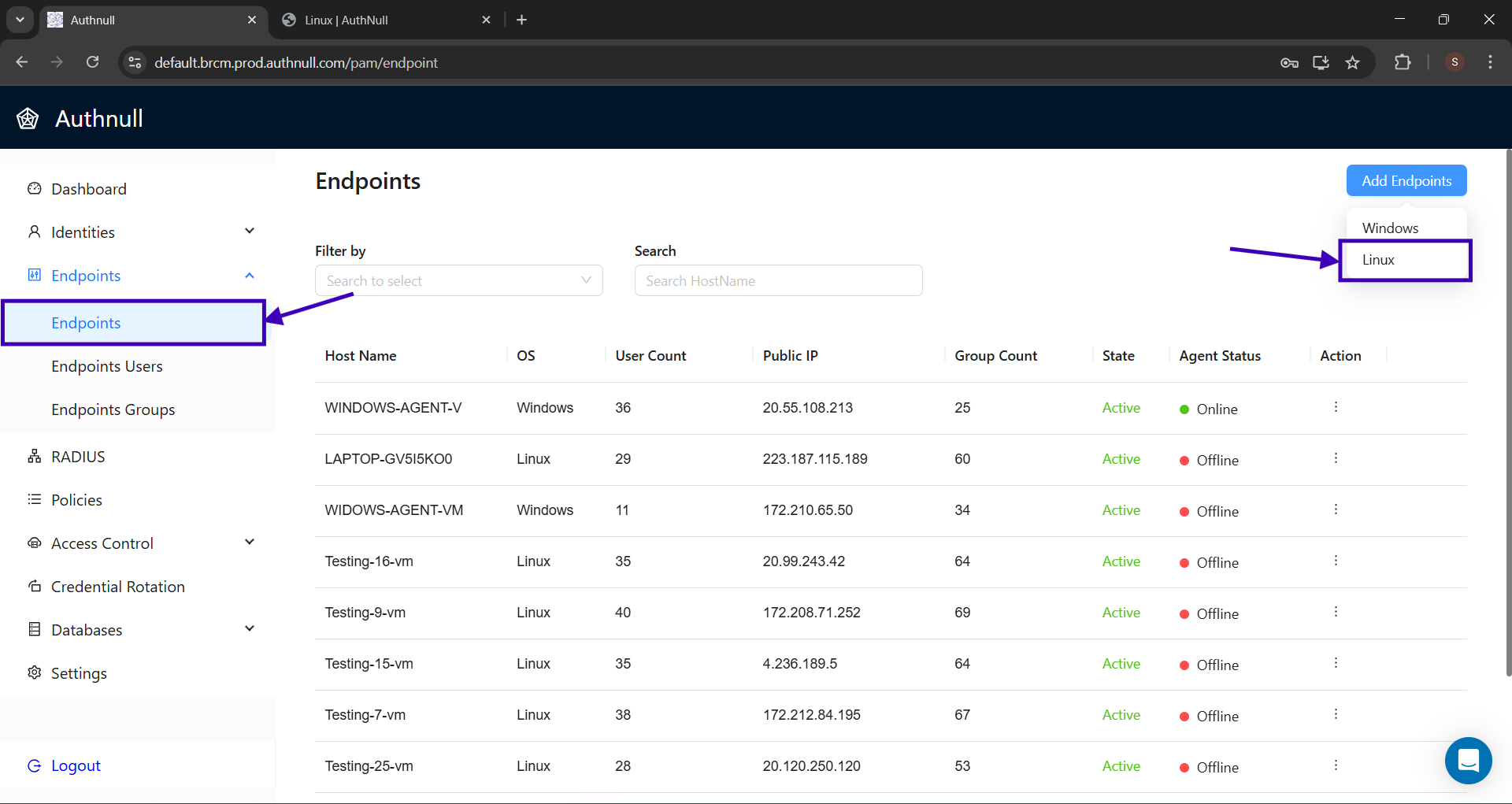 Add Linux Endpoint