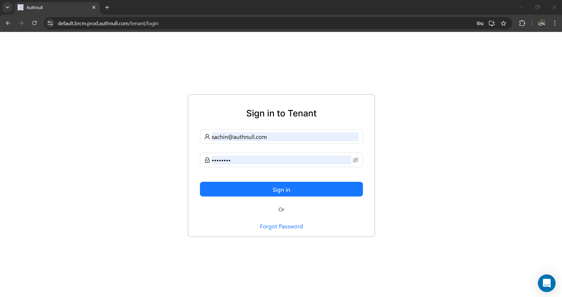 login screen