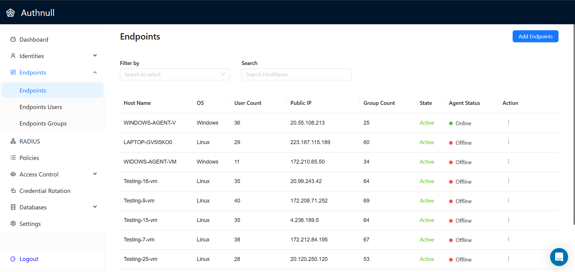 view endpoints